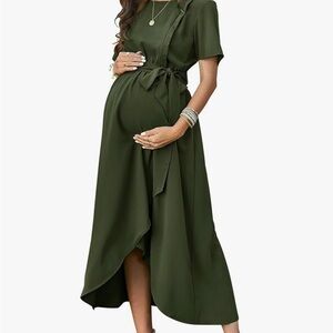 Dark green maternity/breastfeeding dress